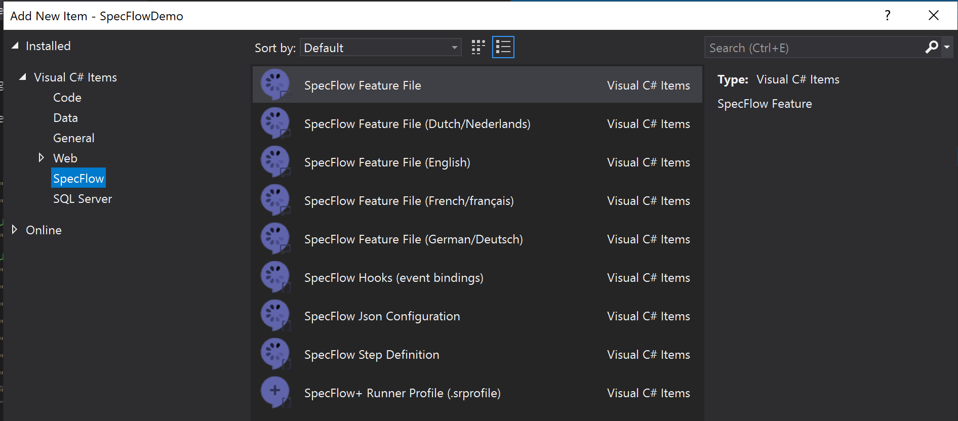 VS2019-Extension-Specflow